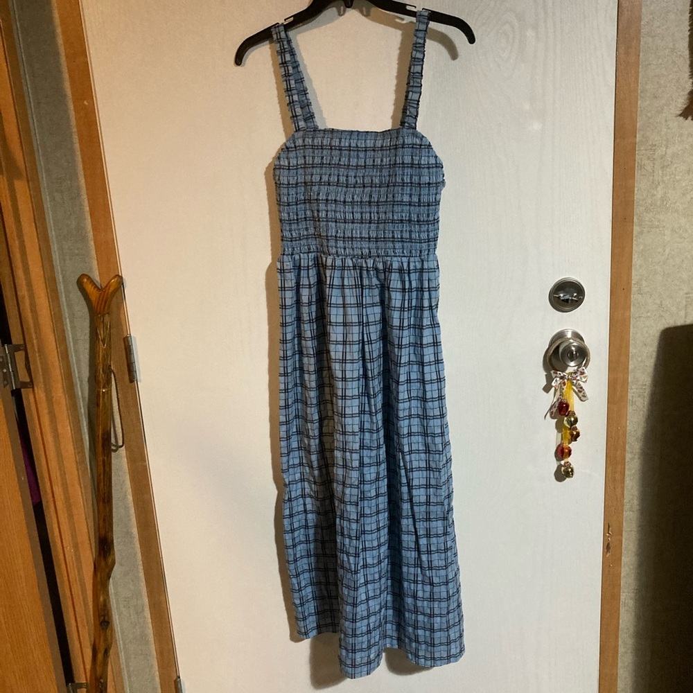 J. Crew Blue Plaid Maxi Dress